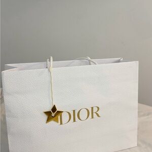 Dior White Bag with Gold Star Accent 16.5 x 11.5